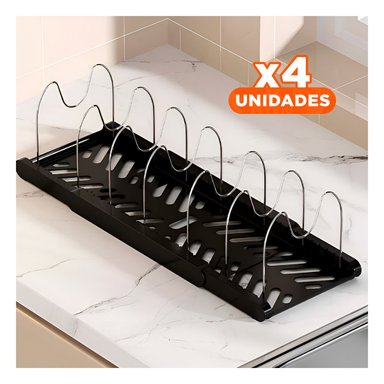 PACK4 ORGANIZADOR COCINA OVALADA NEGRO Y+REGALO STICKERS