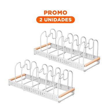 PACK2 SOPORTE PARA SARTEN Y OLLAS CON BORDE MADERA EN BLANCO