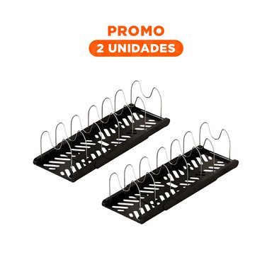 PACK2 SOPORTE MULTIFUNCIONAL PARA SARTENES OVALADO EN NEGRO