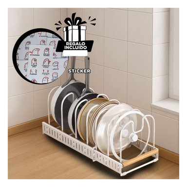 SOPORTE COCINA CON BORDE DE MADERA BLANCO Y+REGALO STICKERS