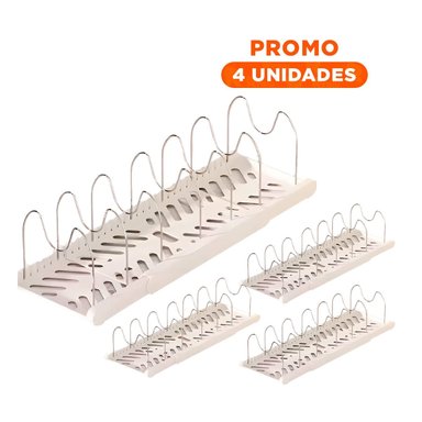 PACK4 ORGANIZADOR AJUSTABLE PARA COCINA EN OVALADA BLANCO