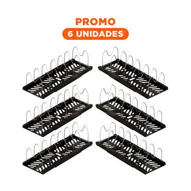 PACK6 ORGANIZADOR DE OLLA SARTENES TAPAS DE COCINA NEGRO