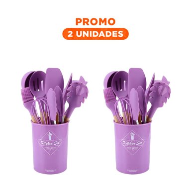 PACK2 SET 12 MODERNO DE UTENSILIOS PARA COCINAR EN MORADO