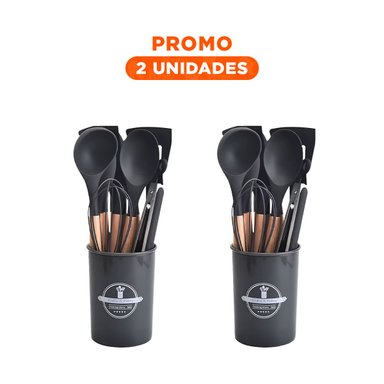 PACK2 SET 12 MODERNO DE UTENSILIOS PARA COCINAR EN NEGRO