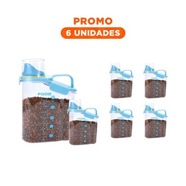 PACK6 RECIPIENTE PLASTICO PARA COCINA DE COLOR CELESTE