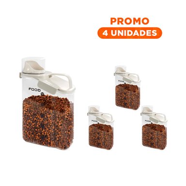 PACK4 RECIPIENTE MULTIFUNCIONAL CON TAPA Y ASA EN CREMA