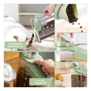 CONTENEDOR DE GRANOS CON BOQUILLA Y TAPA CON ASA VERDE