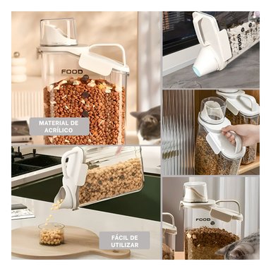 CONTENEDOR CON BOQUILLA Y TAPA CON ASA DE COLOR CREMA