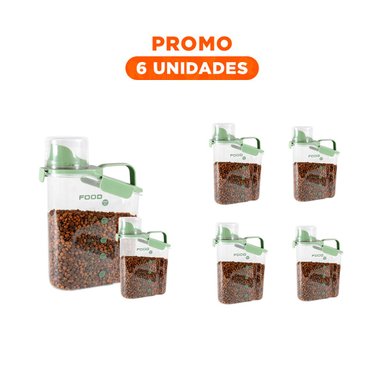 PACK6 RECIPIENTE PLASTICO PARA COCINA DE COLOR VERDE