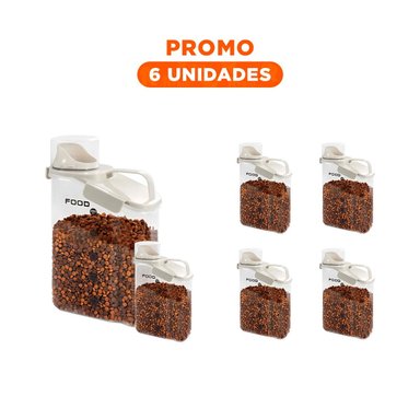 PACK6 RECIPIENTE PLASTICO PARA COCINA DE COLOR CREMA