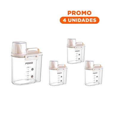 PACK4 RECIPIENTE MULTIFUNCIONAL CON TAPA Y ASA DE 1L