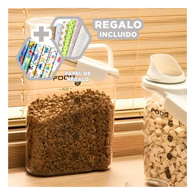 CONTENEDOR RESISTENTE CON TAPA EN CREMA Y+PAPEL DE REGALO