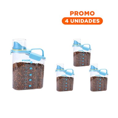 PACK4 RECIPIENTE MULTIFUNCIONAL CON TAPA Y ASA EN CELESTE