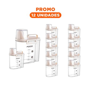 PACK12 ENVASE DE MULTIUSO CON TAPA Y ASA DE 1L EN CREMA
