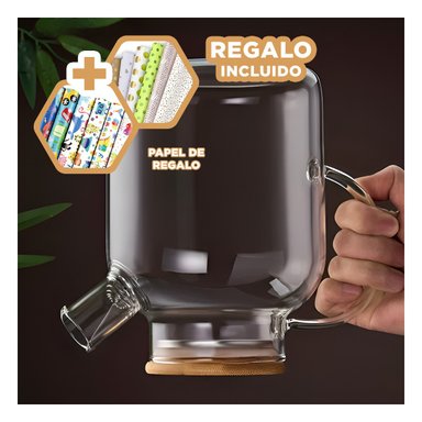 JARRA TERMICA DE VIDRIO CON PICO DE 1.5L Y+PAPEL DE REGALO