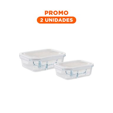 PACK2 TAPER CON DIVISOR PARA ALMACENAR COMIDA CON LINEA BLAN