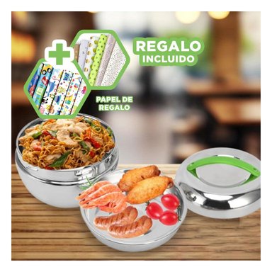 TAPER ACERO RESISTENTE 1L VERDE Y PLATEADO Y+PAPEL DE REGALO