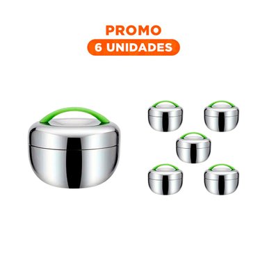 PACK6 RECIPIENTE DE ALIMENTOS 1L EN VERDE Y PLATEADO