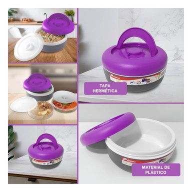 TAPER TERMO CIRCULAR DE 1.25L DE COLOR MORADO Y PLOMO