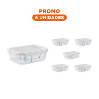 PACK6 ENVASE 3 COMPARTIMENTOS PRACTICO LINEA BLANCA