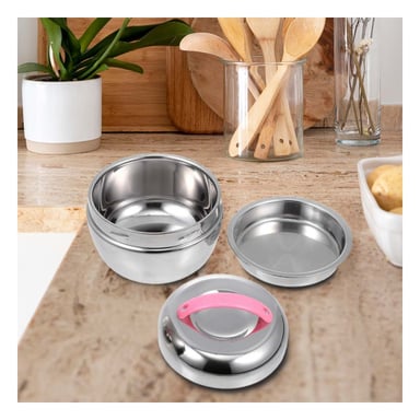PACK12 CONTENEDOR TERMO ROSA Y PLOMO 1L CIRCULAR SEGURO PARA GUARDAR COMIDAS Y+REGALO STICKER - 3