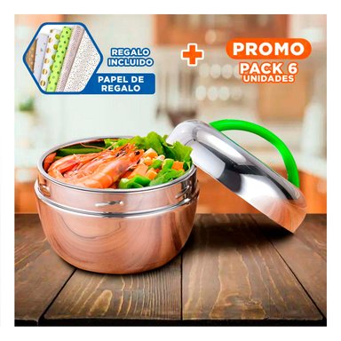 PACK6 RECIPIENTE PRACTICO 1L EN VERDE Y+PAPEL DE REGALO