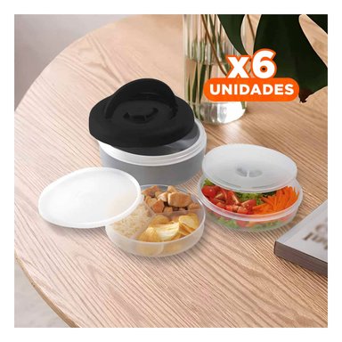 PACK6 RECIPIENTE CIRCULAR EN NEGRO Y PLOMO Y+REGALO STICKERS