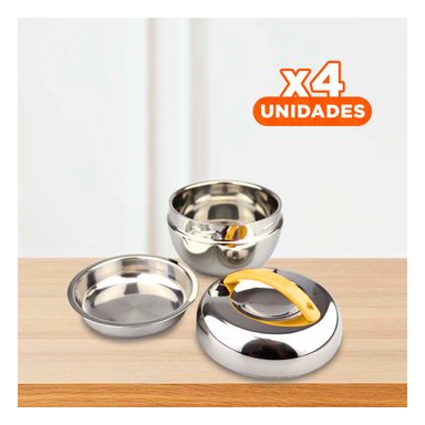 PACK4 RECIPIENTE PARA COMIDA EN 1L AMARILL Y+REGALO STICKERS