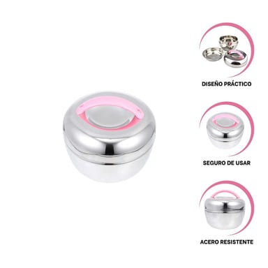 PACK6 TAPER TERMO ROSA Y PLATEADO 1L CIRCULAR DURABLE PARA USO DIARIO Y+REGALO STICKER - 2