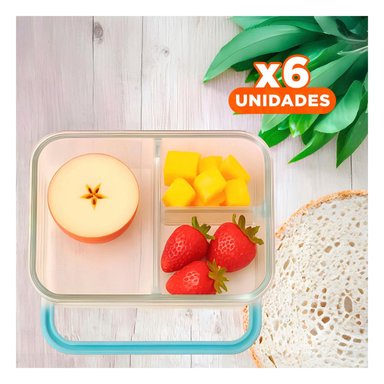 PACK6 RECIPIENTE DE COCINA LINEA CELESTE Y+REGALO STICKERS