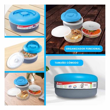 TAPER TERMO CIRCULAR DE 1.25L EN CELESTE Y PLOMO