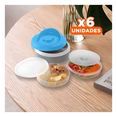 PACK6 RECIPIENTE CIRCULAR EN CELESTE Y+REGALO STICKERS