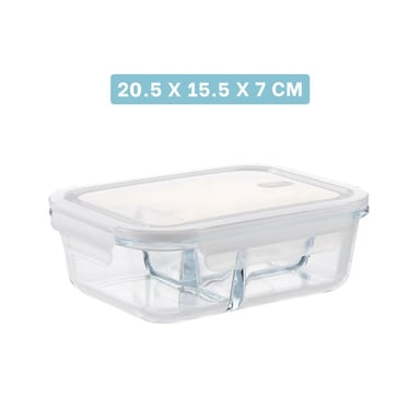 CONTENEDOR DE VIDRIO TRANSPARENTE 1040ML CON TRES ESPACIOS Y TAPA - 4