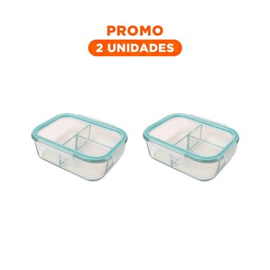PACK2 TAPER CON DIVISOR PARA ALMACENAR COMIDA LINEA CELESTE