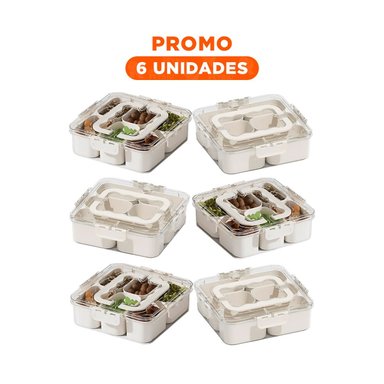 PACK6 CONTENEDOR CON MINI BANDEJA PARA ORGANIZAR