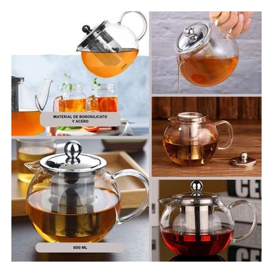 TETERA REDONDA DE INFUSION DE 800ML TRANSPARENTE