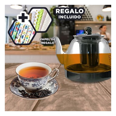 TETERA CON TAPA DE ACERO DE 800ML E163 Y+PAPEL DE REGALO