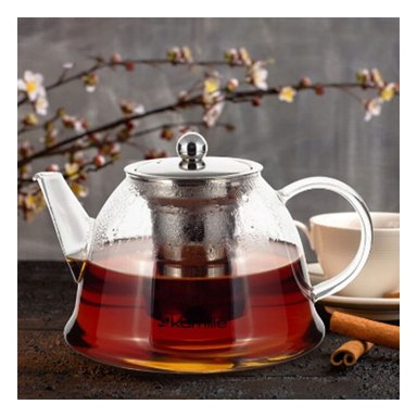 INFUSOR 1500ML EN BOROSILICATO CON DETALLES EN ACERO DE COLOR TRANSPARENTE Y+LIGAS REGALO - 1