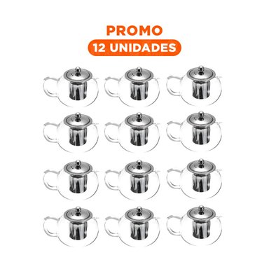 PACK12 HERVIDOR CON TOQUE SIMPLE 800ML TRANSPARENTE