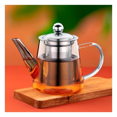 TETERA BOROSILICATO DE 800ML TRANSPARENTE Y+LIGAS DE REGALO