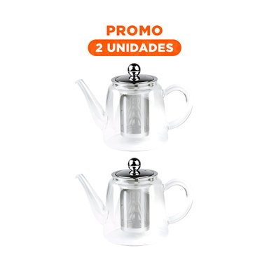 PACK2 TETERA ELEGANTE CON FILTRO 800ML EN TRANSPARENTE