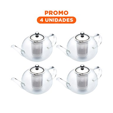 PACK4 INFUSOR CON PICO LARGO CURVADO 900ML TRANSPARENTE