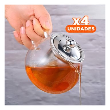 PACK4 INFUSOR ELEGANTE 800ML TRANSPARENTE Y+REGALO STICKERS