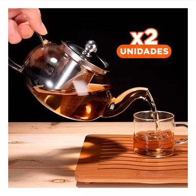 PACK2 HERVIDOR BOROSILICATO PARA TE 900ML Y+REGALO STICKERS