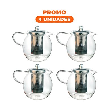 PACK4 INFUSOR CON TAPA DE ACERO DE 800ML F080B-1 TRANSPARENT