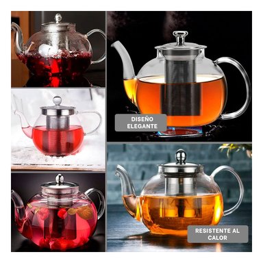 PACK2 TETERA 900ML TRANSPARENTE CIRCULAR CON CUERPO EN BOROSILICATO Y ACERO Y+PAPEL REGALO - 3