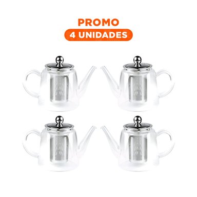 PACK4 HERVIDOR RESISTENTE AL CALOR 800ML TRANSPARENTE