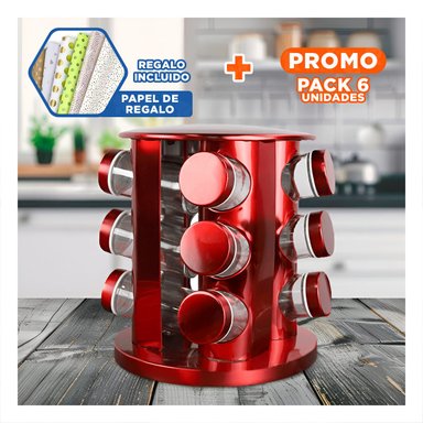 PACK6 ORGANIZADOR DE SALSAS EN ROJO Y+PAPEL DE REGALO