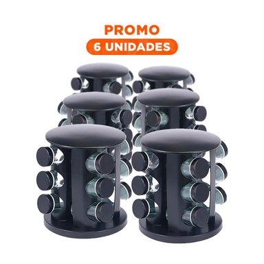 PACK6 ORGANIZADOR GIRATORIO DE CONDIMENTOS EN NEGRO