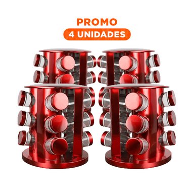 PACK4 ORGANIZADOR DE CONDIMENTOS PARA 12 FRASCOS EN ROJO